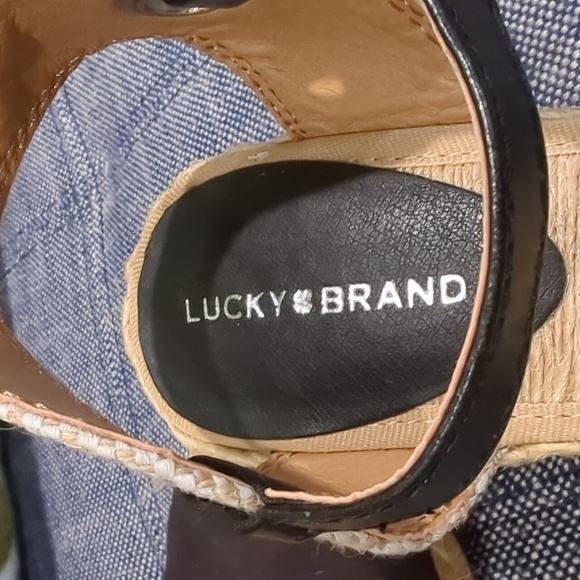Lucky Brand “Kyndra” black and beige wedge heel sandals, size 7.5 NWOT - Picture 12 of 12